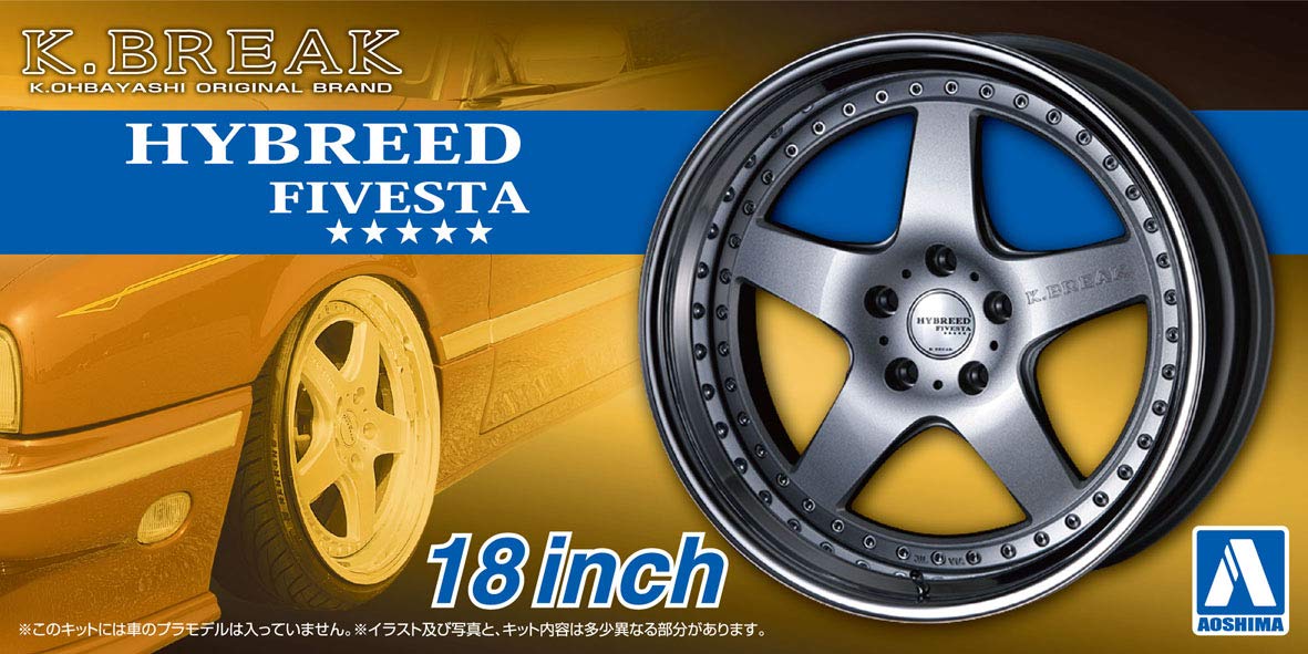 AOSHIMA - The Tuned Car 1/24 K-Break Hybreed Fivesta 18-Inch Tire & Wheel Set- Japan Figure Store - #1 Bring To You The Best Japanese Goods